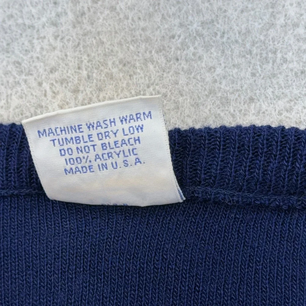 Vintage West Virginia Mountaineers Sweater Men Large Blue V Neck 90s Made In USA